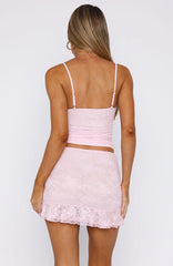 Let's Get Closer Lace Mini Skirt Baby Pink