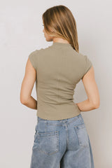 Noel Mock Neck Top in Light Olive