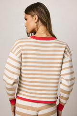 Keaton Striped Top in Tan