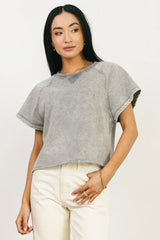 Sierra Cap Sleeve Top in Grey