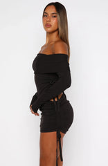 Sweet Sting Long Sleeve Mini Dress Chocolate