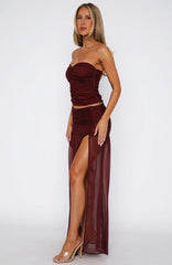 On Stage Maxi Skirt Burgundy