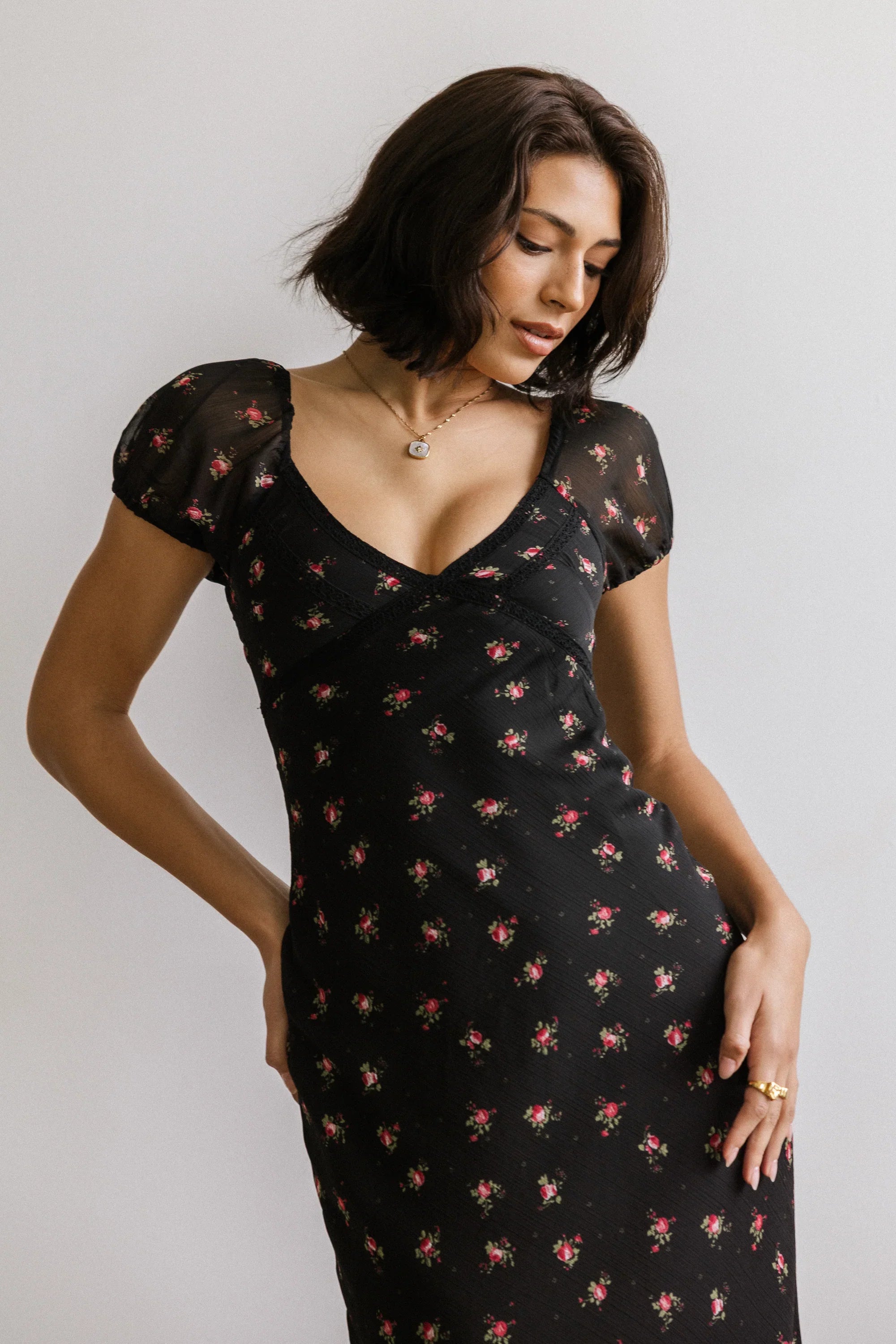 Cammie Floral Maxi Dress in Black