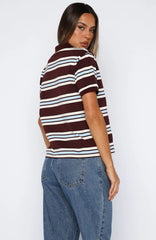 Make Your Move Polo Tee Burgundy Stripe
