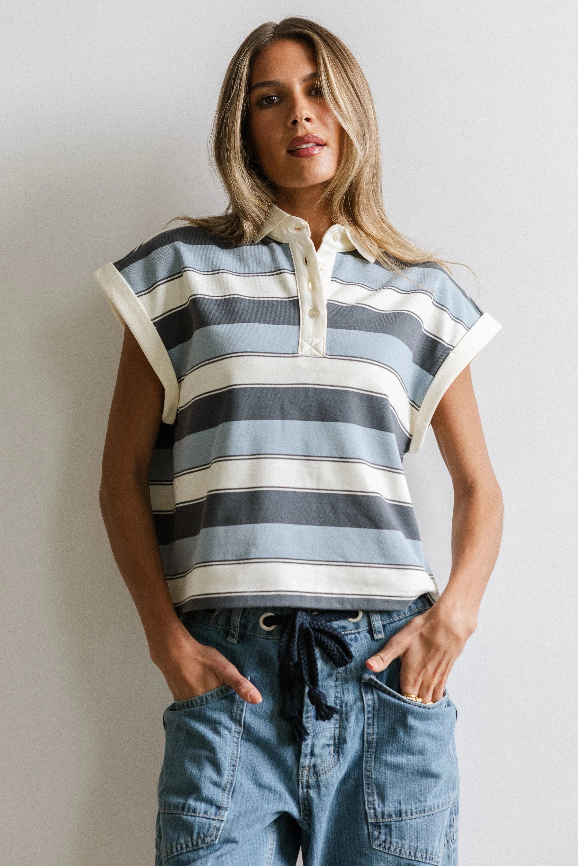 Niko Striped Top in Blue