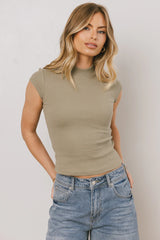 Noel Mock Neck Top in Light Olive