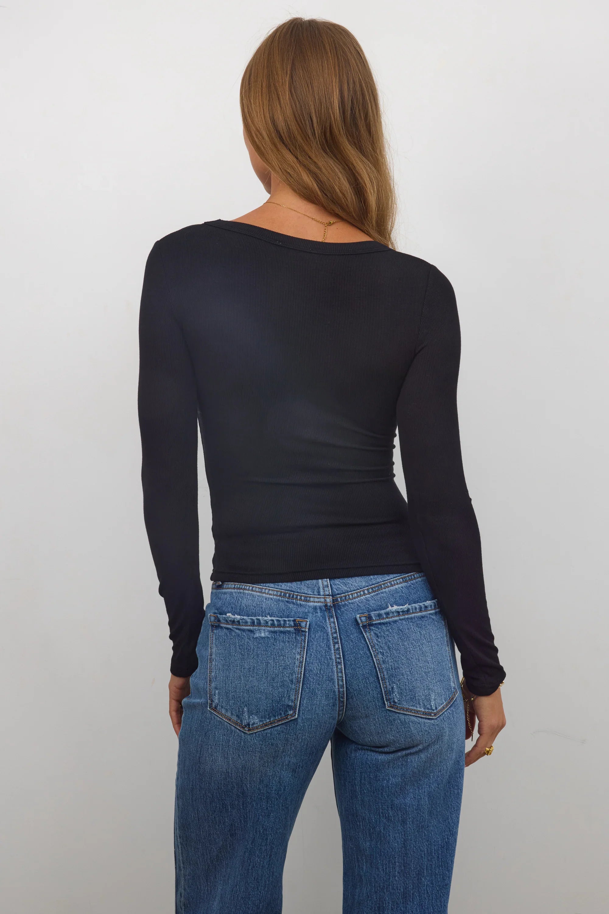 Audrey Ribbed Top in Black