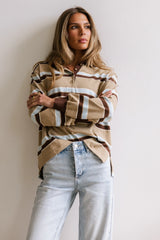 Megan Striped Top in Taupe