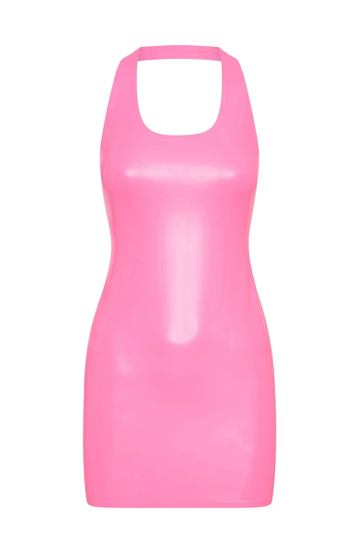 Spell Breaker Latex Mini Dress Hot Pink