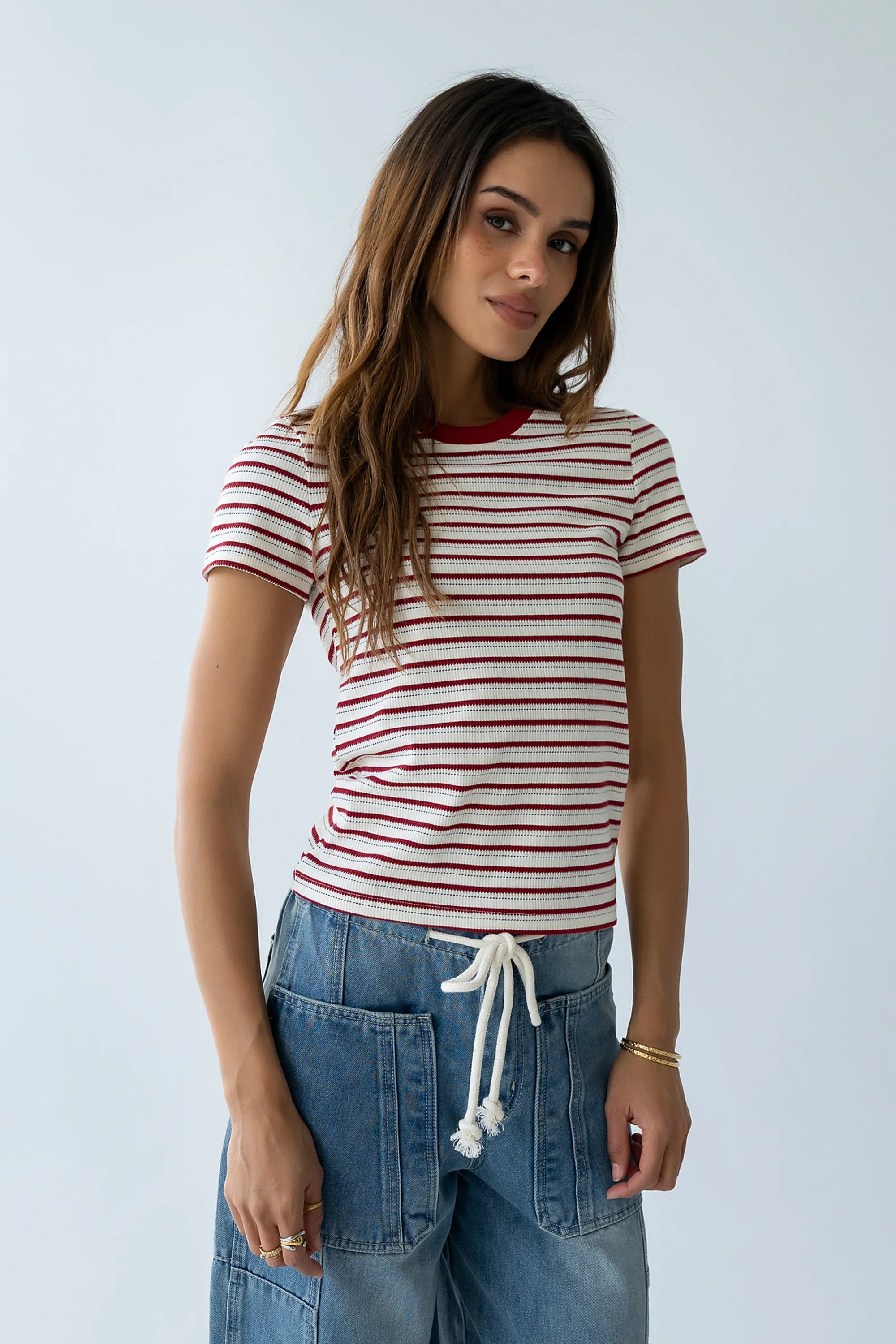 Ashtyn Striped Top in Red