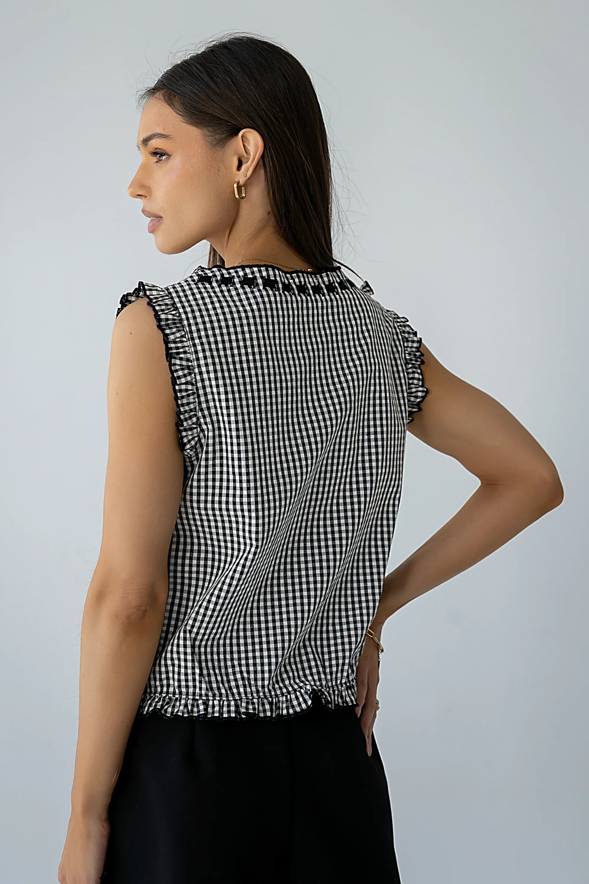 Calvin Gingham Tank in Black