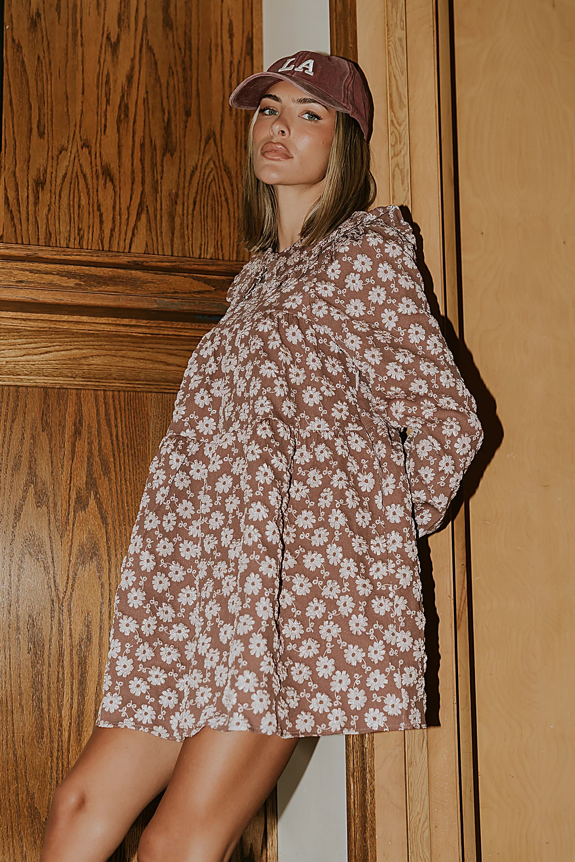 Liam Floral Mini Dress in Mauve