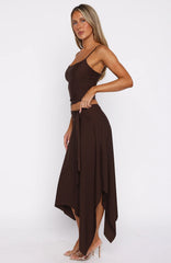 Free All Night Midi Skirt Chocolate
