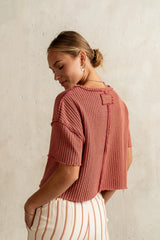 Amaya Knit Tee in Brick