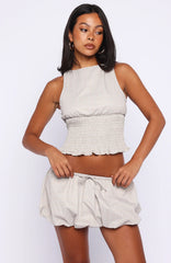 Runaway Heart Top Beige Check