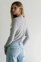 Mylo Floral Top in Heather Grey